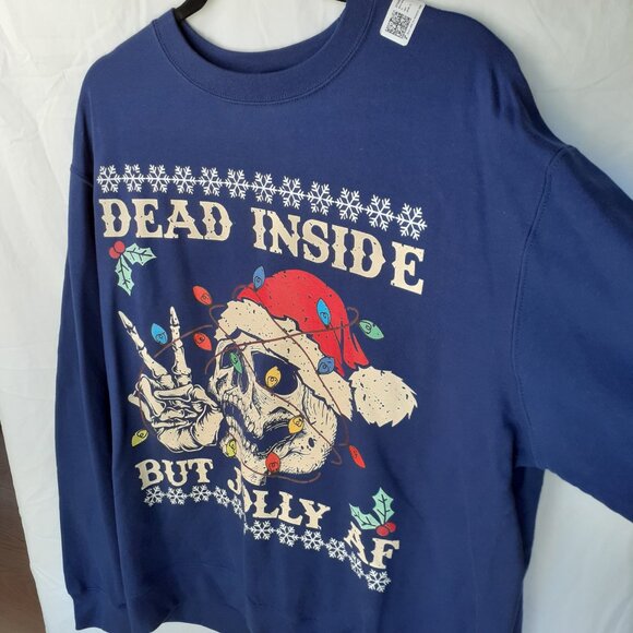 Dead Inside But Jolly AF - New XL Navy Blue Sweatshirt - Picture 3 of 8